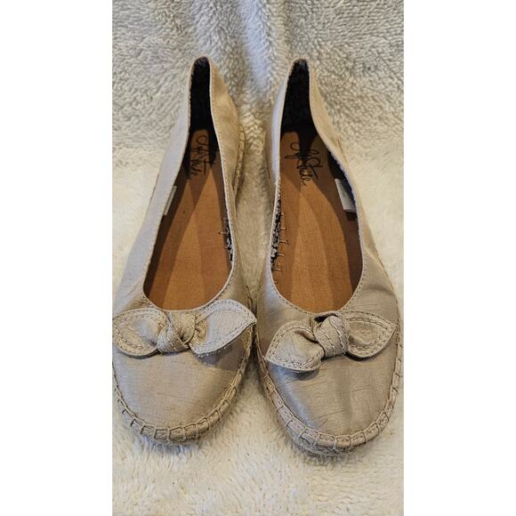 Lifestride Riddle Wedge Heels Slip On Espadrille Women Size 7.5M Beige Bow Front - Picture 1 of 4